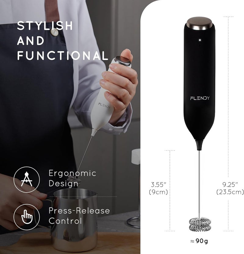 Flendy Rechargeable Milk Frother Handheld, Coffee Frother Handheld with USB-C Charging Stand, Electric Drink Mixer Handheld, Mini Electric Whisk Frother for Coffee, Matcha, etc - Image 3